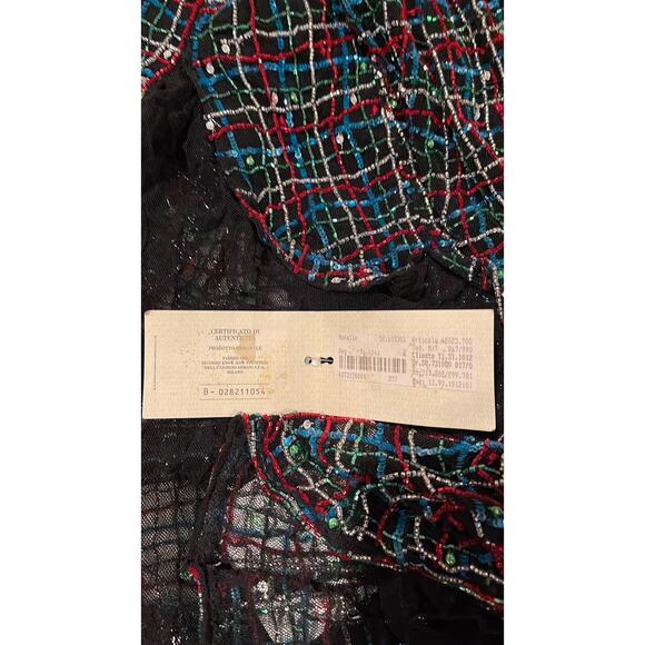 Giorgio Armani 1990’s Black Multicolor Net Hand Beaded Gown Dress Size IT 38 - Picture 6 of 10